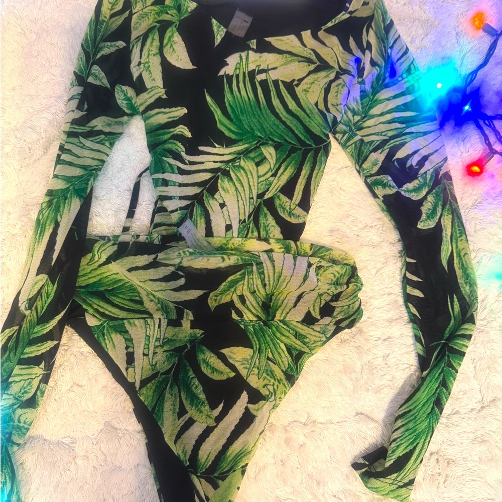 Tropical Leaf Print Swim wear